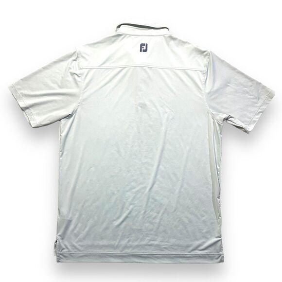 FootJoy Fj Golf Polo Shirt Short Sleeve Mens Sz L solid‎ light blue 4 button up - Picture 2 of 5